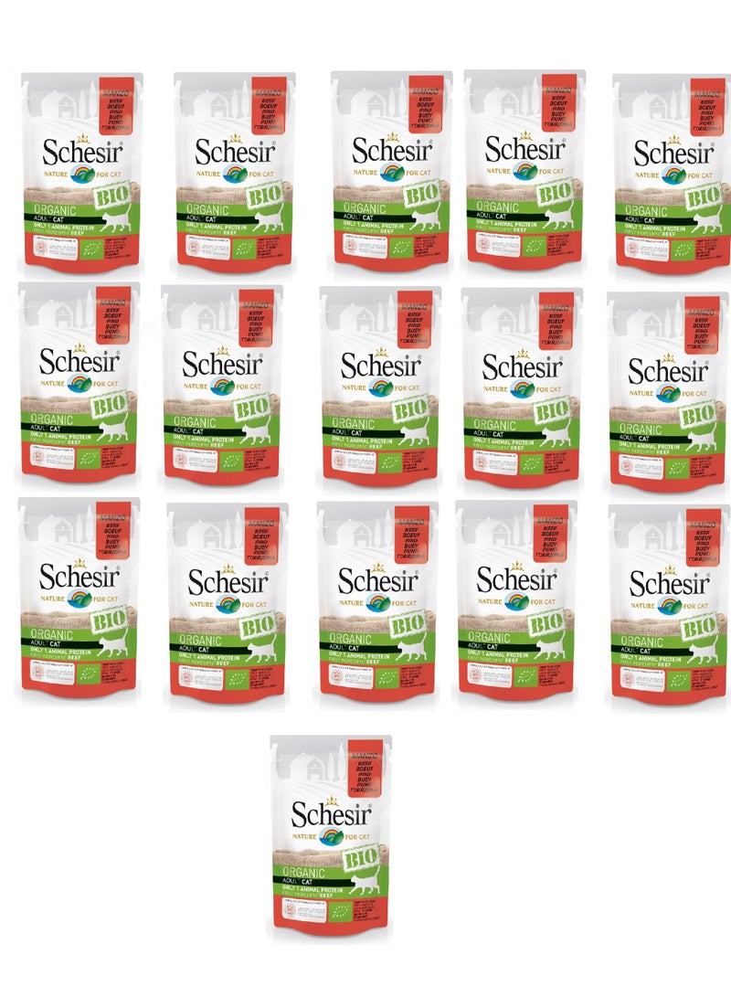 Schesir 16PC Bio Beef For Cats 85g - Image 1