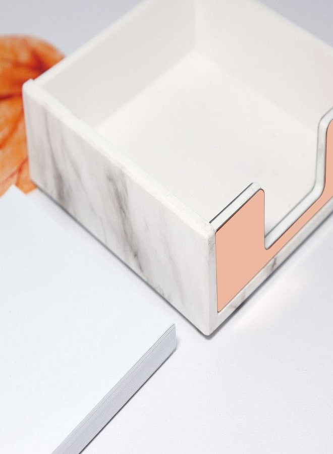 etspolt Marble Sticky Note Holder Rose Gold Edge Memo Holder Acylic Sticky Notepads Holder Sticky Note Dispenser for Desk Organization - Image 4