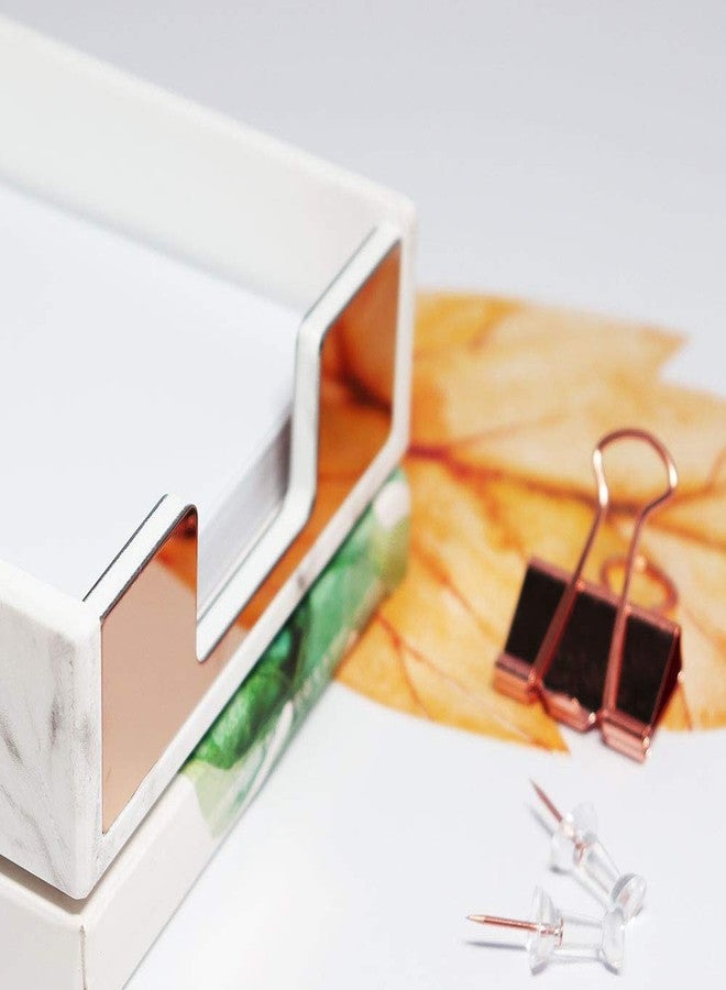 etspolt Marble Sticky Note Holder Rose Gold Edge Memo Holder Acylic Sticky Notepads Holder Sticky Note Dispenser for Desk Organization - Image 5