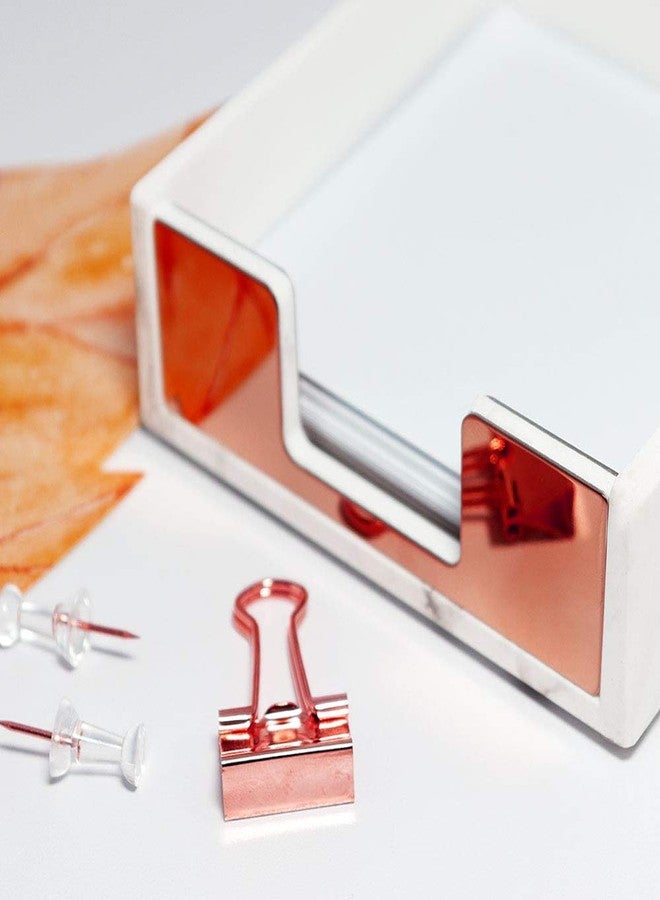 etspolt Marble Sticky Note Holder Rose Gold Edge Memo Holder Acylic Sticky Notepads Holder Sticky Note Dispenser for Desk Organization - Image 3