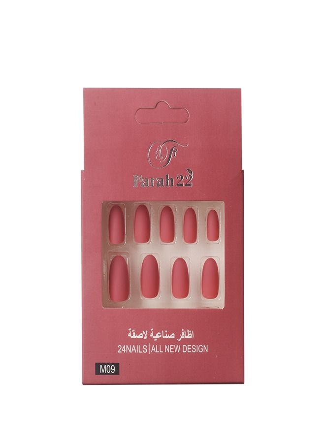 Farah22 24-Piece False Nail Glossy Colier Pink - Image 1