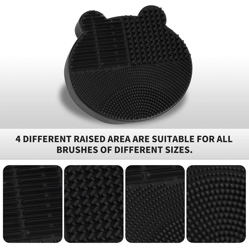Bird&Fish Silicon Makeup Brush Cleaner Mat with Brush Drying manual Make up cleaner cleanser machine Cosmetic Cleaning Pad+Makeup Dry Cleaned Quick Color Removal Sponge Scrubber Tool(Black) - Image 3