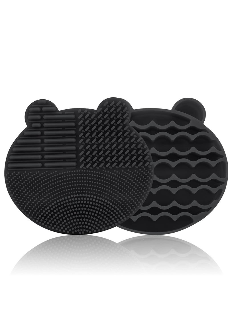 Bird&Fish Silicon Makeup Brush Cleaner Mat with Brush Drying manual Make up brush cleaner cleanser machine Cosmetic Brush Cleaning Pad+Makeup Brush Dry Cleaned Quick Color Removal Sponge Scrubber Tool(Black)  - Image 2