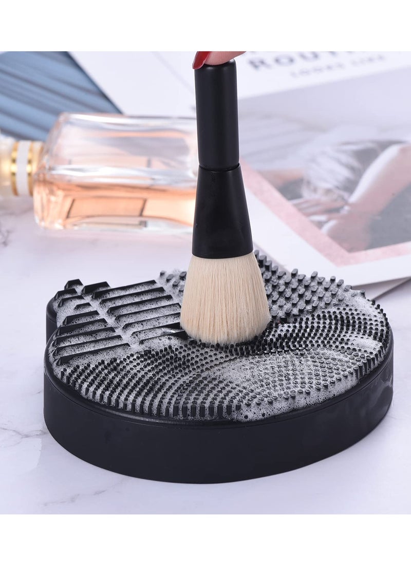 Bird&Fish Silicon Makeup Brush Cleaner Mat with Brush Drying manual Make up brush cleaner cleanser machine Cosmetic Brush Cleaning Pad+Makeup Brush Dry Cleaned Quick Color Removal Sponge Scrubber Tool(Black)  - Image 4