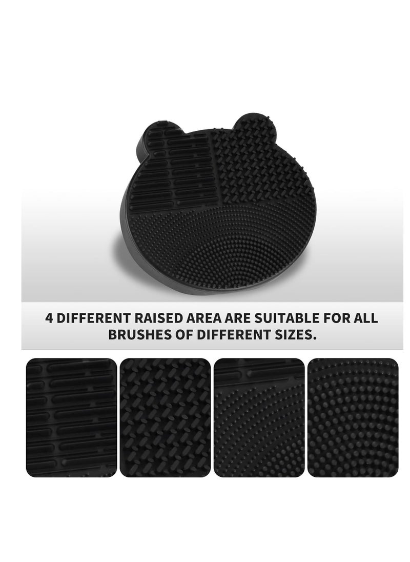 Bird&Fish Silicon Makeup Brush Cleaner Mat with Brush Drying manual Make up brush cleaner cleanser machine Cosmetic Brush Cleaning Pad+Makeup Brush Dry Cleaned Quick Color Removal Sponge Scrubber Tool(Black)  - Image 5