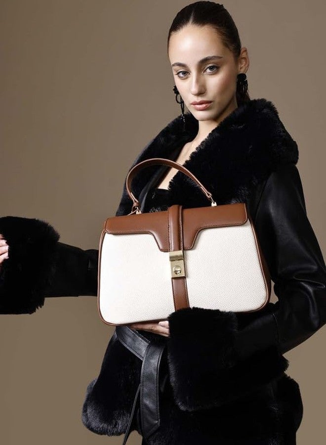 Kazo Harvey Satchel Bag | Off White & Brown - Image 2