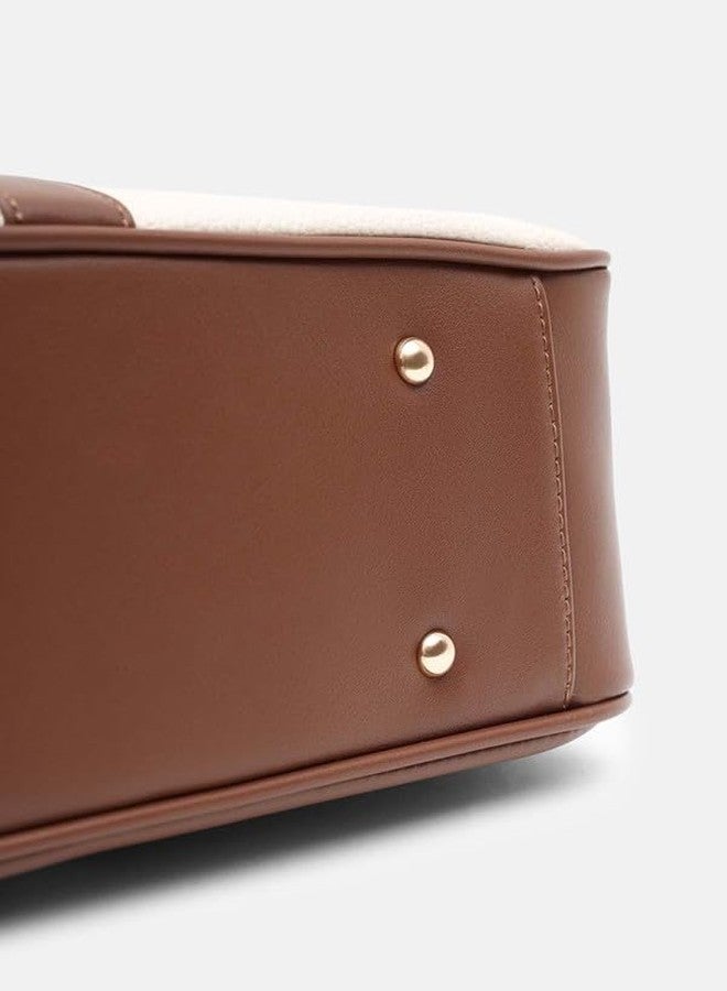 Kazo Harvey Satchel Bag | Off White & Brown - Image 5