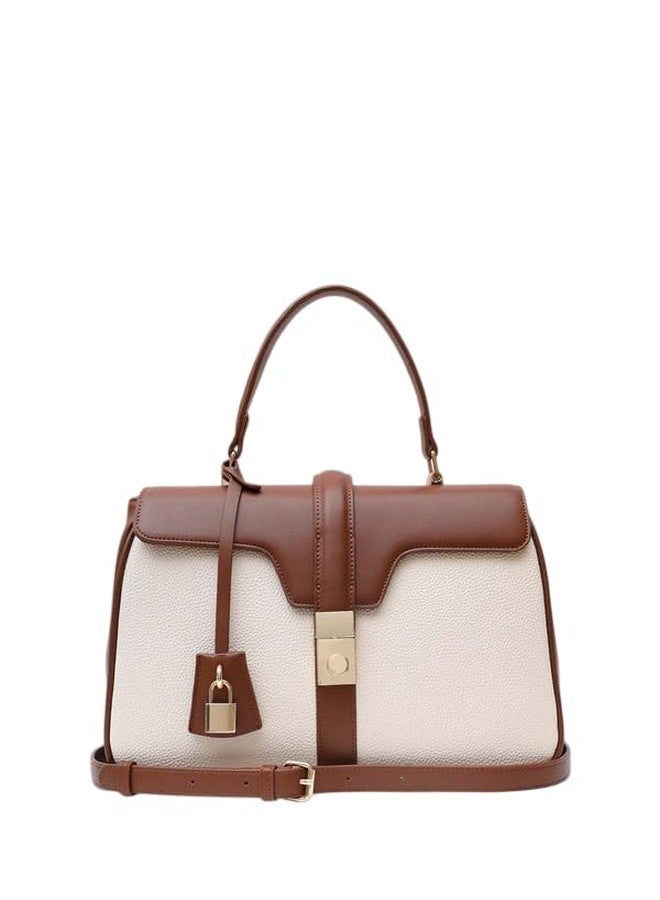 Kazo Harvey Satchel Bag | Off White & Brown - Image 1