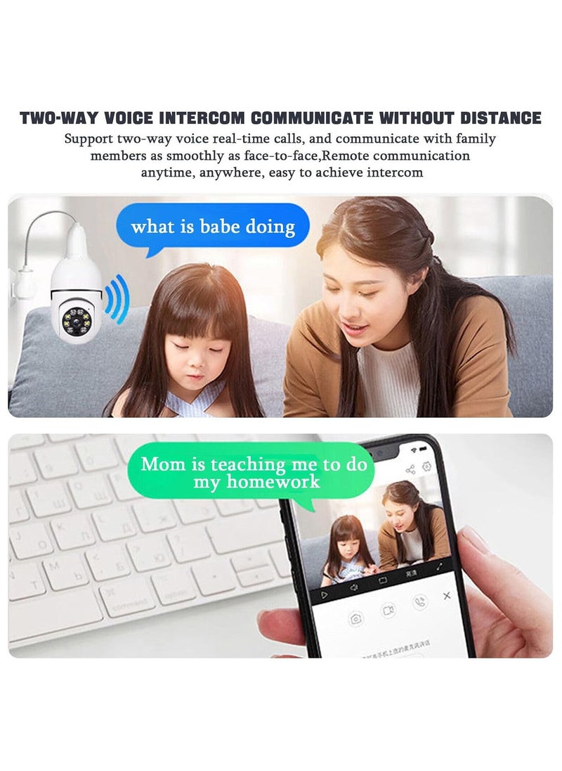 WiFi Panorama Camera & Wireless WIFI Outdoor CCTV Monitor Smart Home Security, Easy To View Install, Your Ultimate Home Sentinel Wireless Light Bulb Monitor Camera 1080P 2MP WiFi Smart Camera Night Vision 2 way Talk Motion Detection APP Remote Monitor