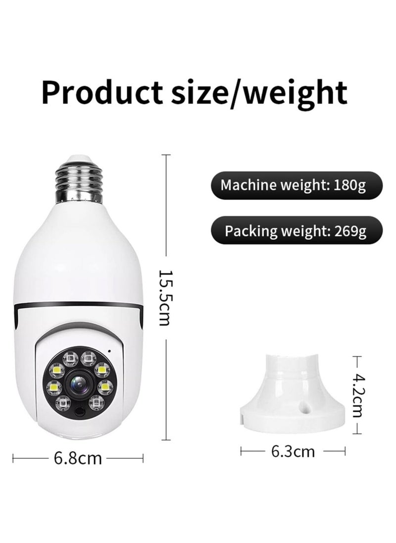 WiFi Panorama Camera & Wireless WIFI Outdoor CCTV Monitor Smart Home Security, Easy To View Install, Your Ultimate Home Sentinel Wireless Light Bulb Monitor Camera 1080P 2MP WiFi Smart Camera Night Vision 2 way Talk Motion Detection APP Remote Monitor