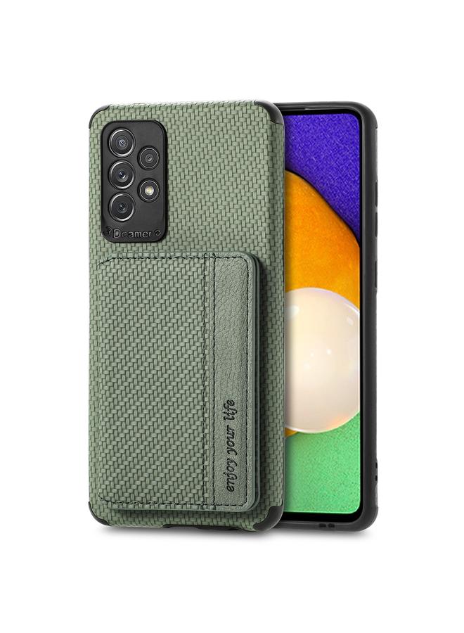 erorex Case For Samsung Galaxy A52 5G / 4G Carbon Fiber Magnetic Card Bag TPU+PU Shockproof Back Cover Case with Holder & Card Slot & Photo Frame - Image 2
