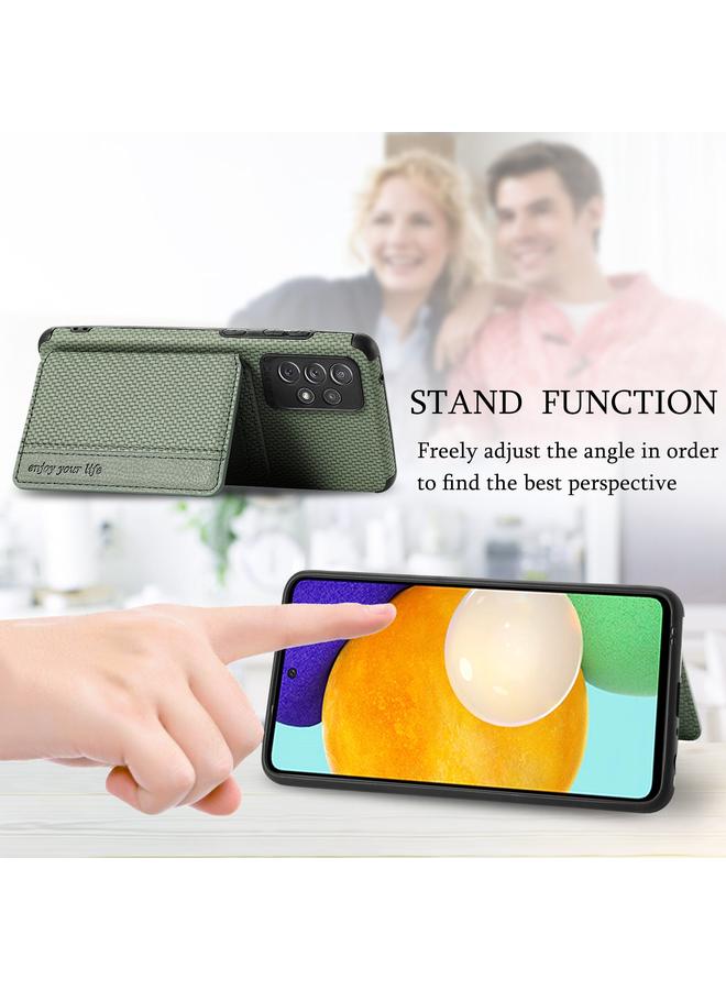 erorex Case For Samsung Galaxy A52 5G / 4G Carbon Fiber Magnetic Card Bag TPU+PU Shockproof Back Cover Case with Holder & Card Slot & Photo Frame - Image 3