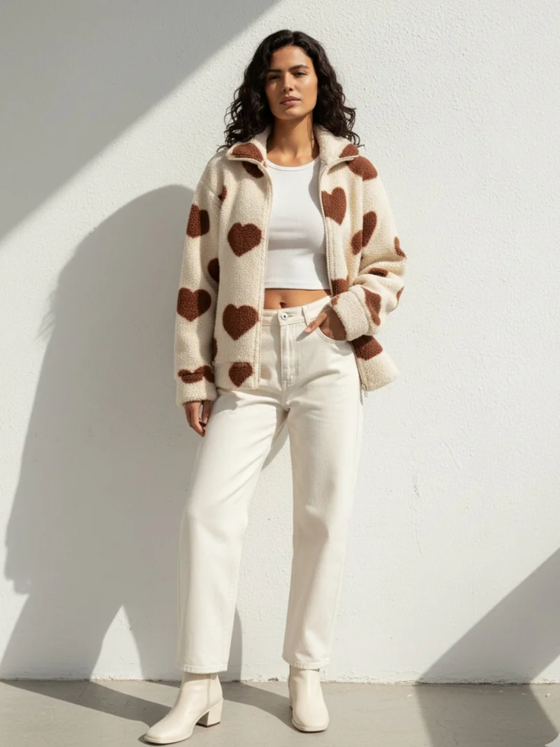 Outzidr  Brown Full Sleeve Printed Jacket  | Best Price UAE
