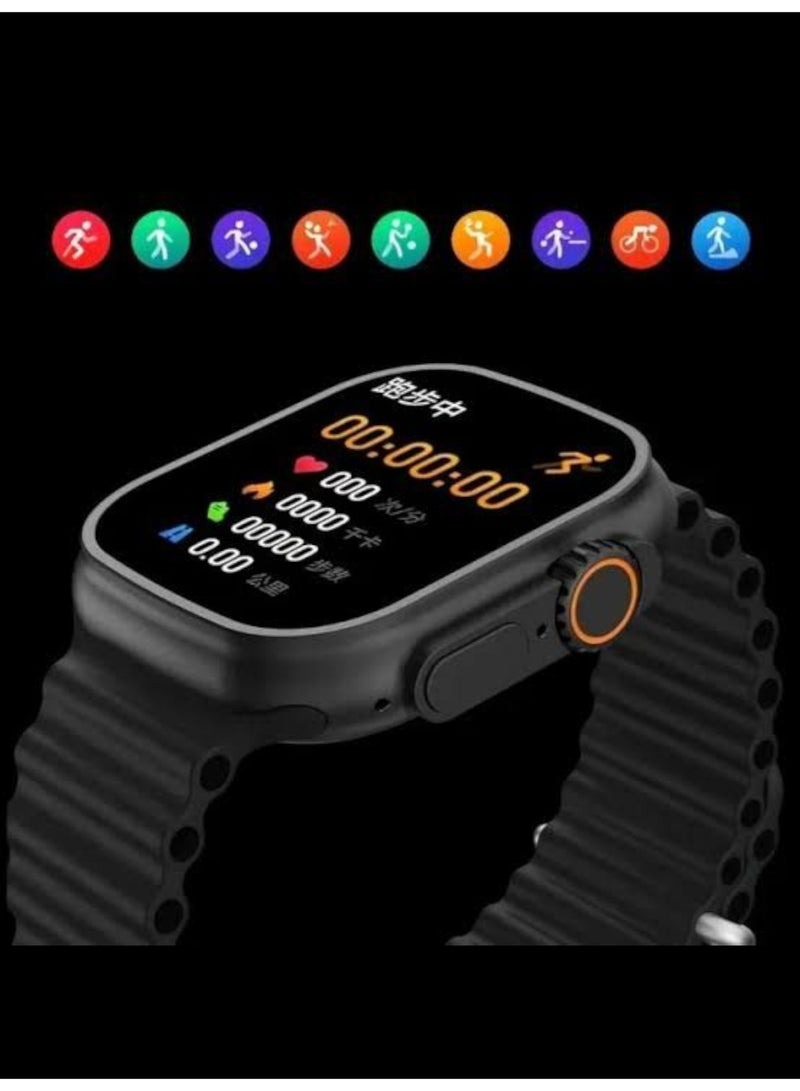 T900 Ultra Smart Watch 2.1" HD Screen, NFC, Fitness Tracker, Heart Rate, Oxygen Monitor, Calls, Wireless Charging | iOS & Android for Men & Women - Black