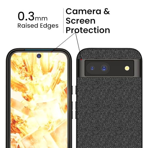 Kapa Soft Full Fabric Protective Back Case Cover for Google Pixel 8A | Shockproof Slim Hard Anti Slip Back Case (Black) - Image 3