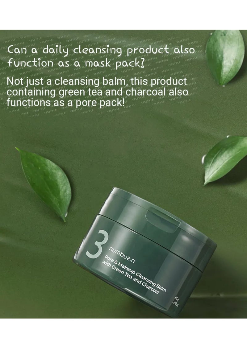 numbuzin Numbuzin No.3 Pore & Makeup Cleansing Balm with Green Tea and Charcoal 85g Korean Skincare Solution for Deep Pore Cleansing and Makeup Removal  - Image 4