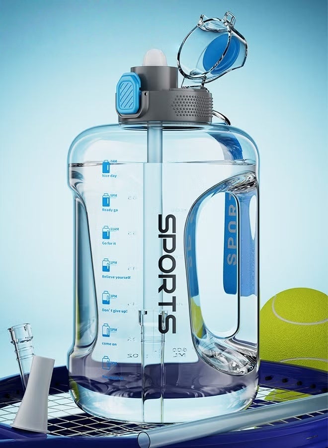 EETU Water Bottle With Time Marker,2.5L Water Bottle With Straw And One-Touch Cap,Reusable Water Bottles With Handle And Bottle Brush ,Eco-Friendly Leak-Proof - Image 2
