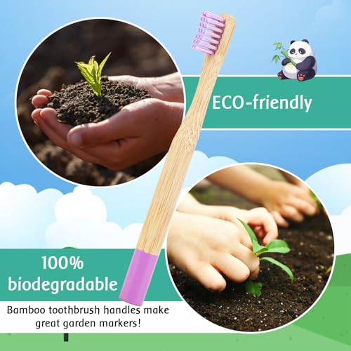 EcoFrenzy إيكو فرينزي - فرشاة أسنان من الخيزران للأطفال - حجم الأطفال شعيرات ناعمة خالية من BPA آمنة للألوان (4 عبوات) - Image 3