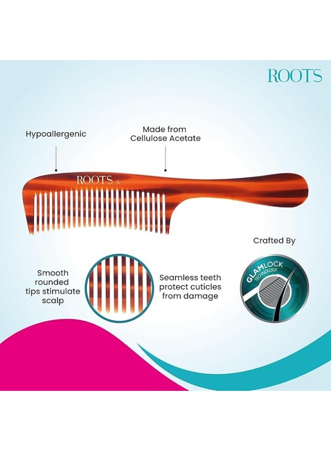 ROOTS Classic Comb | Fine Teeth For Styling & Straightening | Smooth & Round Teeth prevent Hair damage | For Women with Straight, Long, Wavy Hair | Wet & Dry use | Length - 7.71 inch | Model No - 6 - Image 2