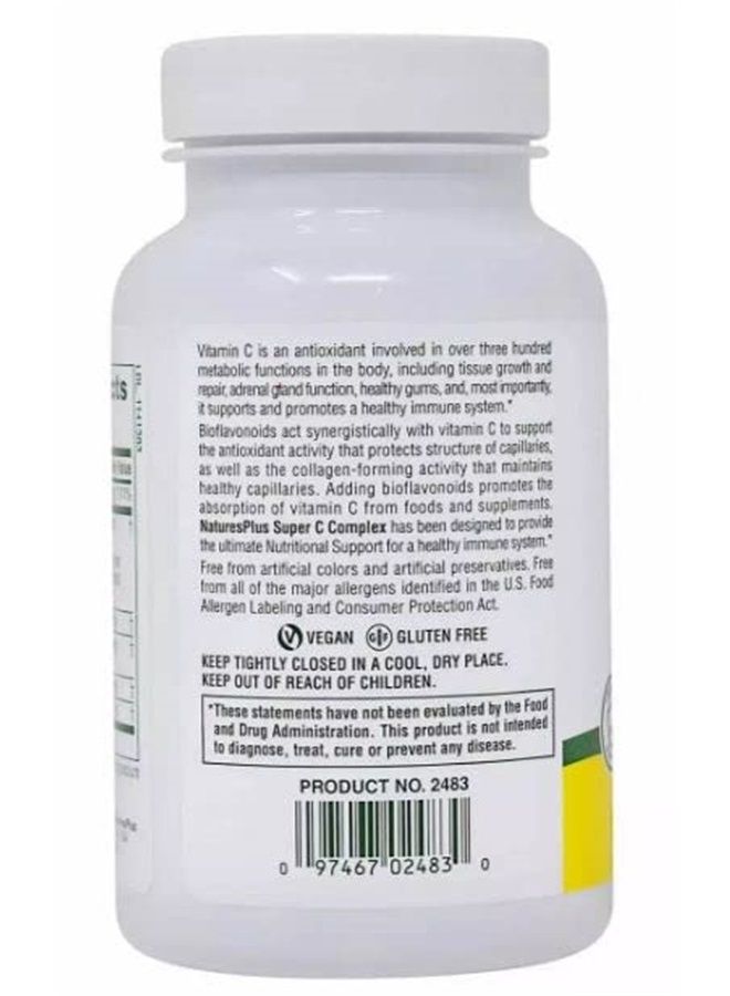 Nature's Plus ناتشرز بلس سوبر سي كومبلكس - 1000 ملغ حمض الأسكوربيك، 90 كبسولة نباتية - مكمل فيتامين سي عالي القوة، مضاد للأكسدة - خالي من الغلوتين - 45 حصة - Image 2
