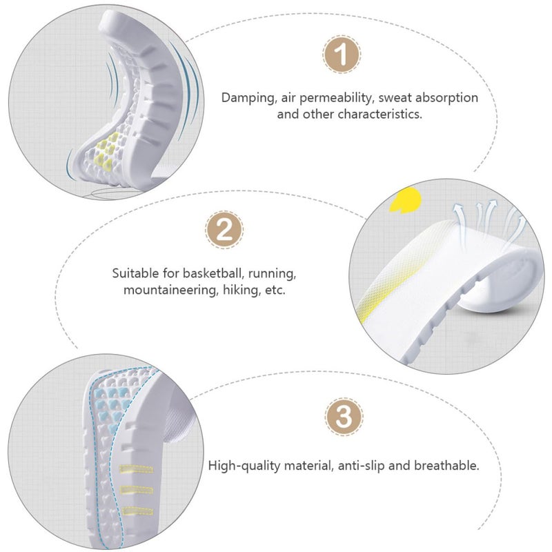 High Resilience Cushioned Insoles 1 Pair Breathable Anti Skid Shock Absorbing Sports Inserts for Men Women - Image 4