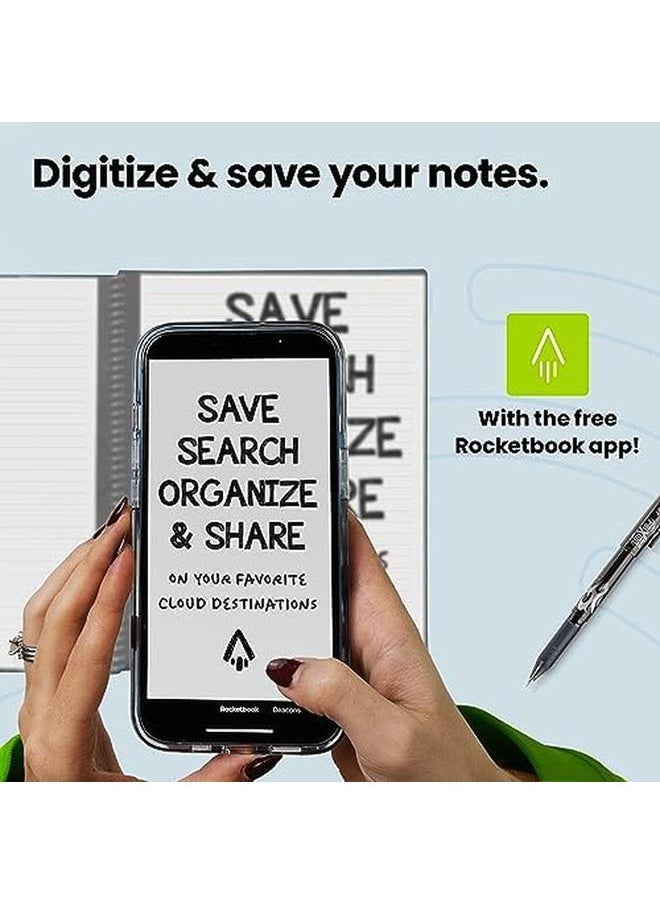 Rocketbook Smart Reusable Notebook Lined Eco Friendly Notebook With 1 Pilot Frixion Pen And 1 Microfiber Cloth Included Day Dream Cover Letter Size 21.6 Cm X 28 Cm  - Image 3