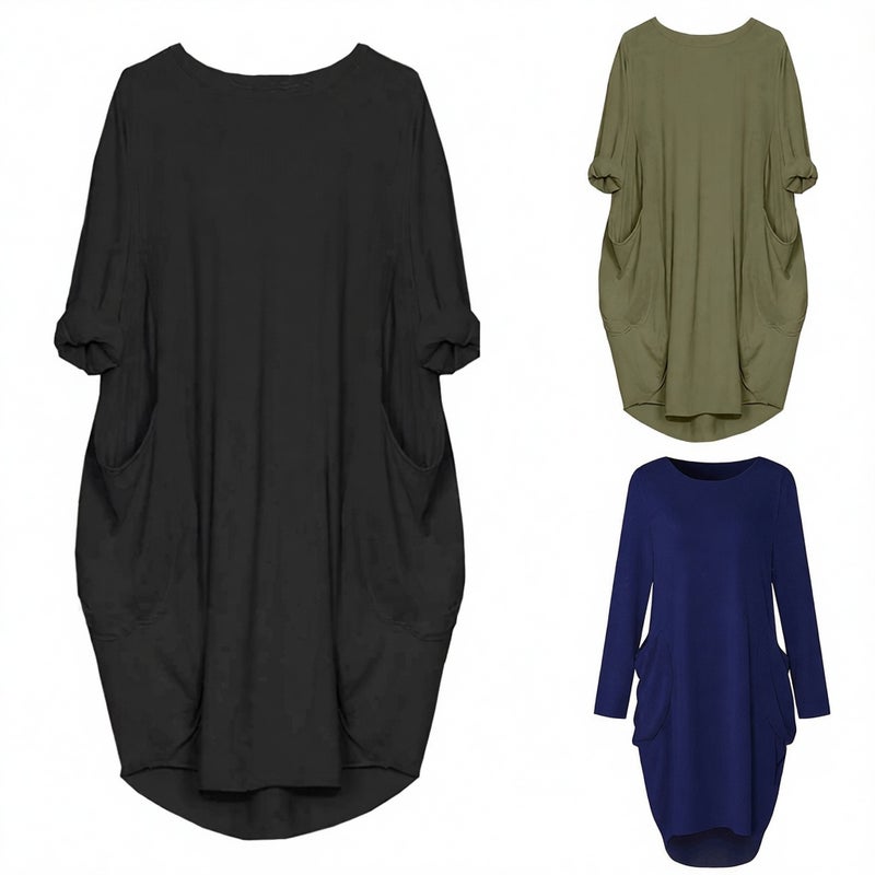 Oversized Printed Pocket Knit Dress - Image 1