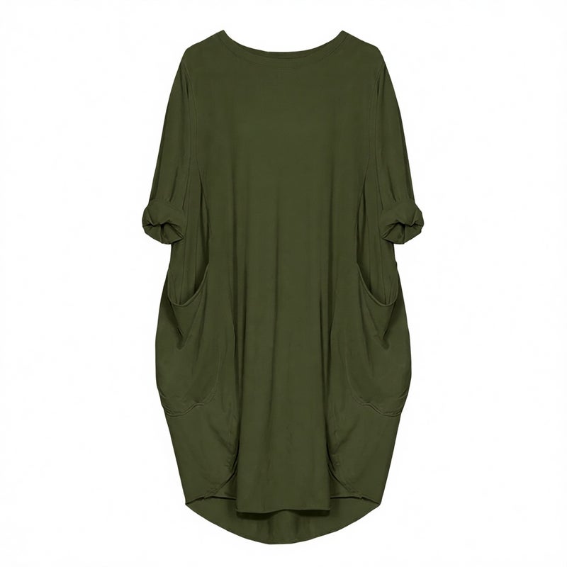 Oversized Printed Pocket Knit Dress - Image 4