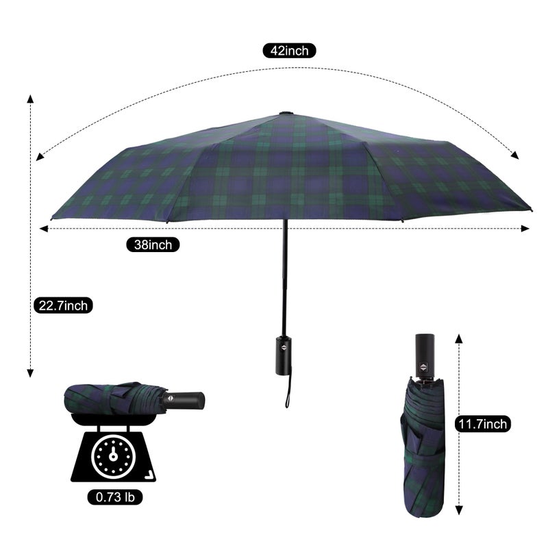 SoulRain plaid travel umbrella compact size,auto open close Folding small umbrellas for rain mini,portable resistant umbrella men&women(plaid) - Image 4