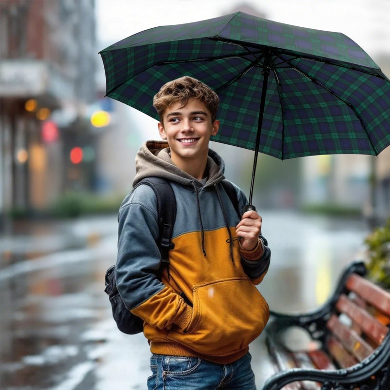 SoulRain plaid travel umbrella compact size,auto open close Folding small umbrellas for rain mini,portable resistant umbrella men&women(plaid) - Image 3