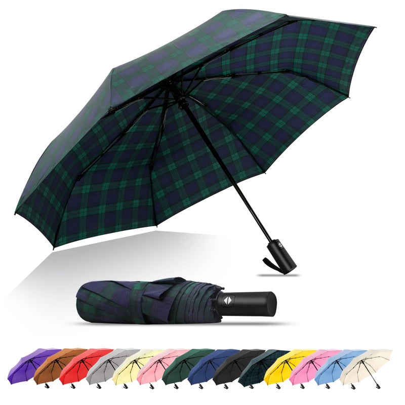 SoulRain plaid travel umbrella compact size,auto open close Folding small umbrellas for rain mini,portable resistant umbrella men&women(plaid) - Image 1