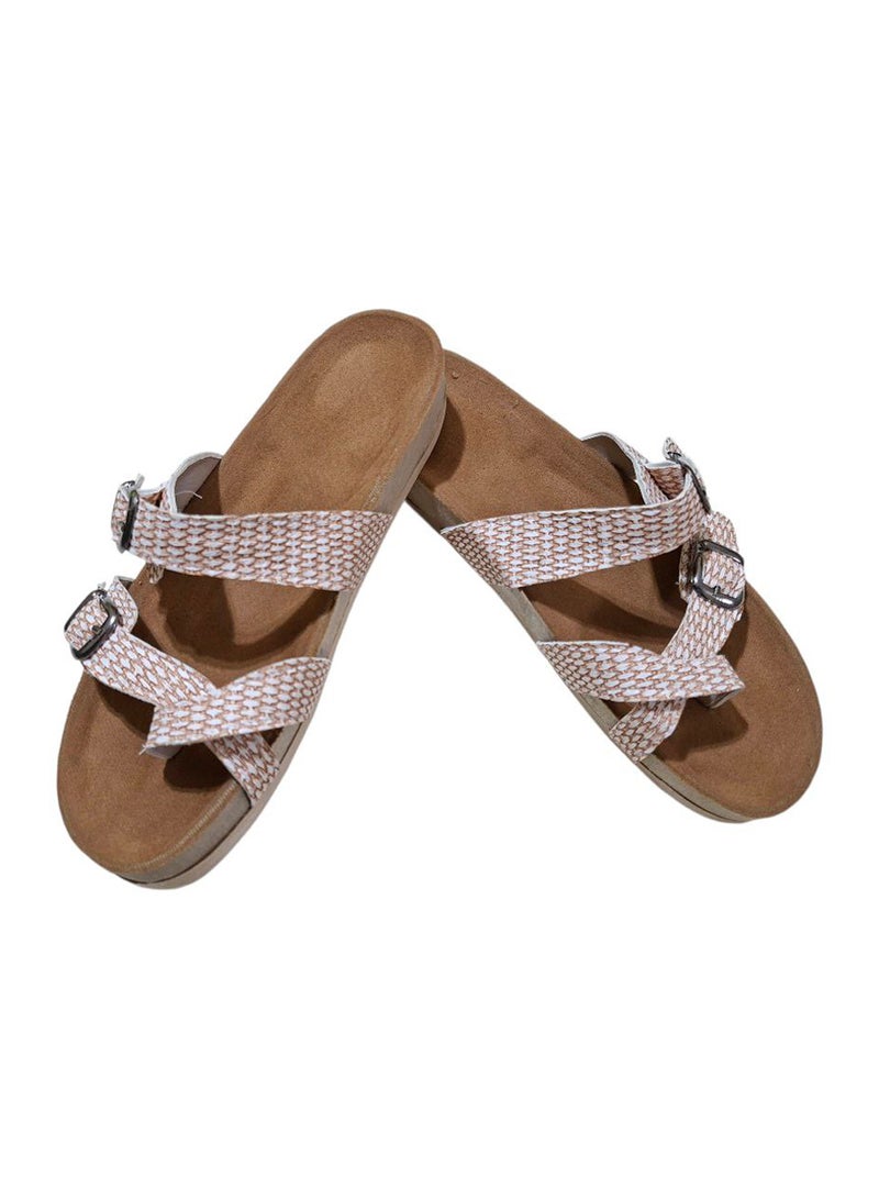 Karisma Cork And Latex Suede Lining Footbed, Soled Slipper Style, Mayari Canvas - Image 1