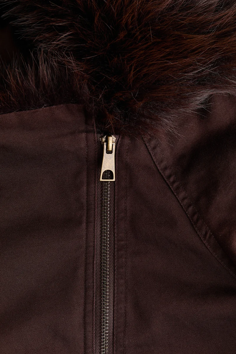 H&M  Fluffy-collared twill jacket for Women | Best Price UAE