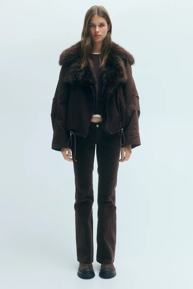 H&M  Fluffy-collared twill jacket for Women | Best Price UAE