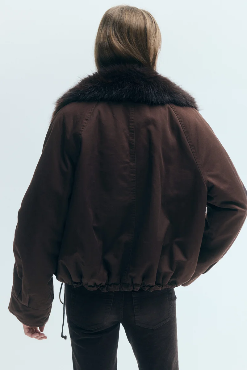 H&M  Fluffy-collared twill jacket for Women | Best Price UAE