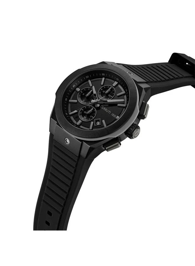 CERRUTI 1881 Ruscello 48mm Black Dial Silicone Strap Multifunction Watch For Men