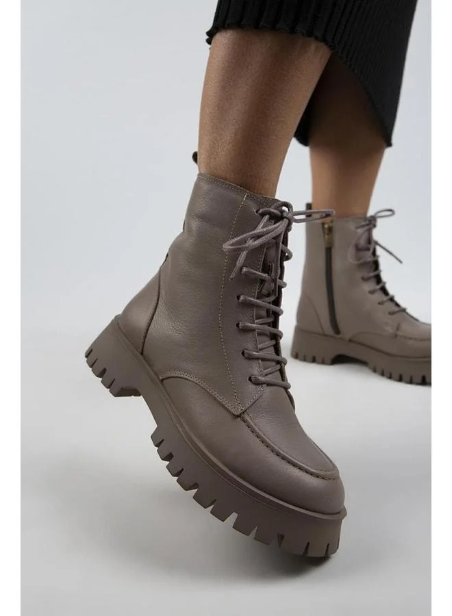 Jemima Women's Genuine Leather Lace-up Zippered Suede Boot
