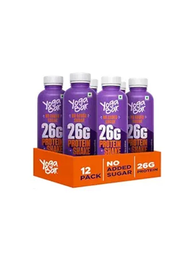 Yogabar يوجابار بروتين (26 جم) ميلك شيك، بدون سكر مضاف - مثالي للاستهلاك اليومي للبروتين، والتمارين الرياضية، والرياضات، والمزيد - عبوة من 12 (250 مل، شوكولاتة مزدوجة) - Image 1