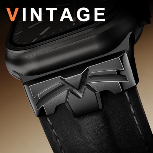 DABAOZA Leather Band Compatible for Apple Watch Ultra 3/2 Band 49mm 46mm 45mm 44mm,Genuine Leather Matel Replacement Strap for iWatch Ultra 3 2 1 Series 11 10 9 8 7 6 5 4 SE 3 2 1（Black/Black） - Image 2