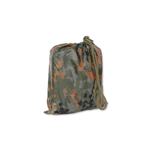 Mil-Tec Adult Ripstop Wet Weather Waterproof Multi-Use Rain Poncho with Hood - Use as Bivouac Sack, Shelter Tent - Flecktarn - Image 3