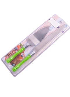 Generic Stainless Steel Knife And Server With Plastic Handle For Kitchen Set Of 2 Pieces - Silver Green  - Image 4