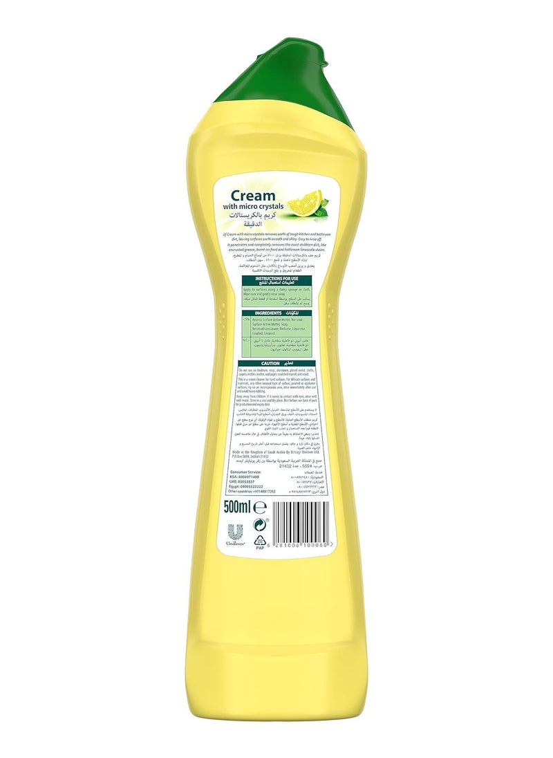 Jif JIF Cream Cleaner, with micro crystals technology, Lemon, eliminates grease, burnt food & limescale stains, 4 x 500ml  - Image 2