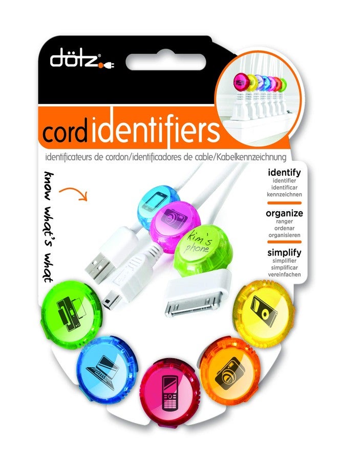 Dotz Cord Identifiers, Cord and Cable Management for Home and Office, 5 Count, Bright Colors (DCI101CO-CB) - Image 1