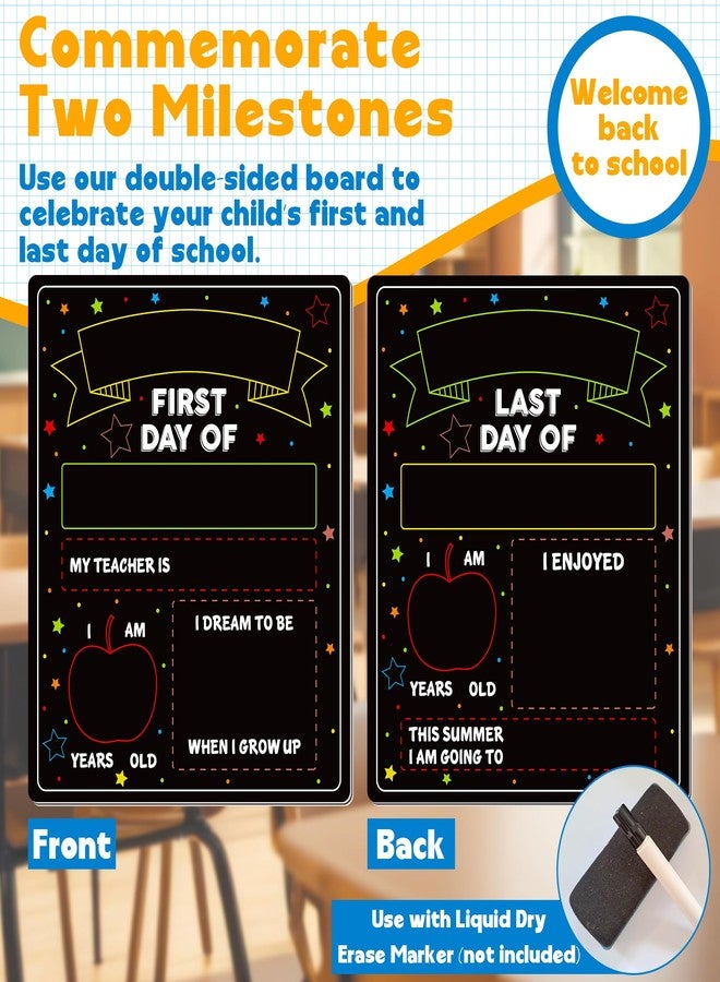 Melisheer First and Last Day of School Sign, 10 X 12 in Paper Back to School Board, Reversable and Erasable First Day of Class Board, Double Sided Chalkboard for Kindergarten Pre-K Memories and Milestones - Image 2
