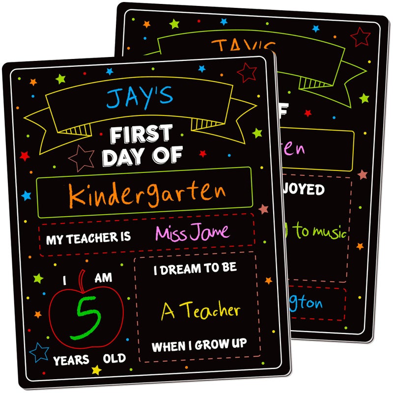 Melisheer First and Last Day of School Sign, 10 X 12 in Paper Back to School Board, Reversable and Erasable First Day of Class Board, Double Sided Chalkboard for Kindergarten Pre-K Memories and Milestones - Image 1