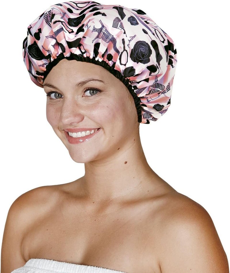 Betty Dain Socialite Collection Terry Lined Shower Cap in Boudoir Design - Image 1