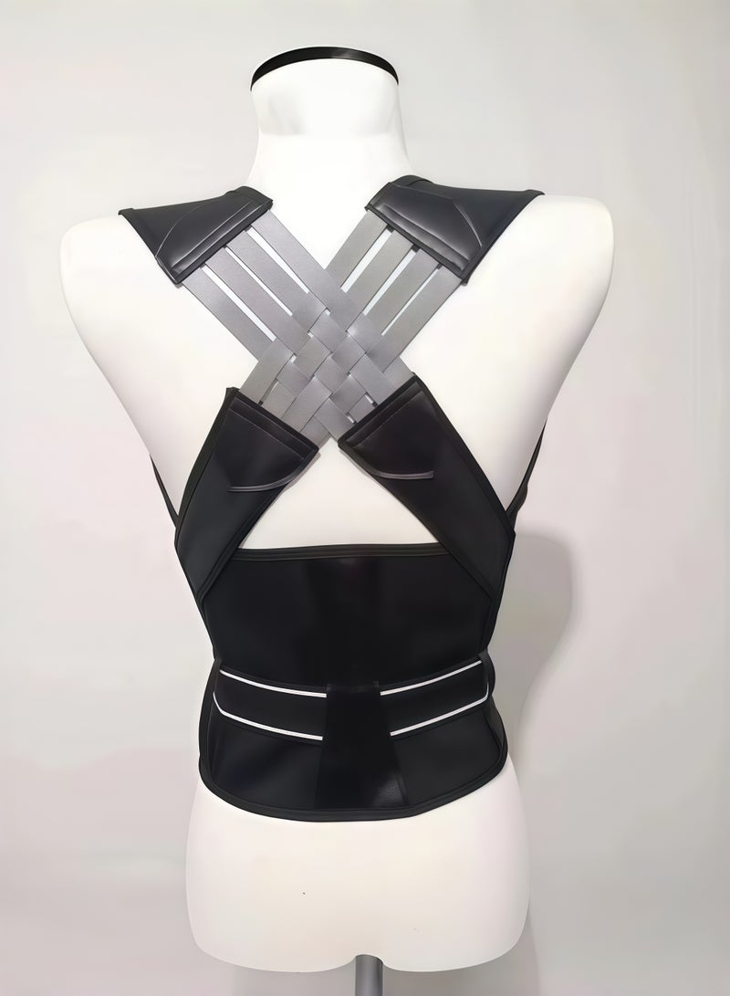 مصحح وضعية للنساء والرجال، مثبت ظهر قابل للتعديل ومتعدد التهوية، دعامة ظهر علوي لدعم الترقوة وتخفيف الألم من الرقبة والظهر والكتفين وتحسين المزاج (المقاس: XXL) - Image 2