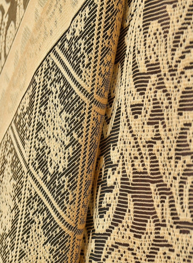 Stunning Look غطاء طاولة وسطية أنيق لأربعة أشخاص لغرفة المعيشة - غطاء طاولة وسطية مطبوع عليه زهور لغرفة الطعام والمطبخ - غطاء طاولة وسطية مستطيل فاخر من البوليستر والقطن، 40 × 60 بوصة، ذهبي - Image 1