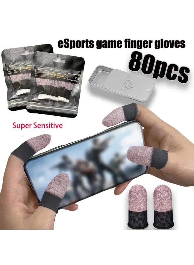 Set Of 100 Pcs Gaming Finger Sleeves With Storage Box High Precision Breathable Sweatproof Non Slip Seamless Fit Strong Sensitivity For All Seasons In Purple And Black - Image 1