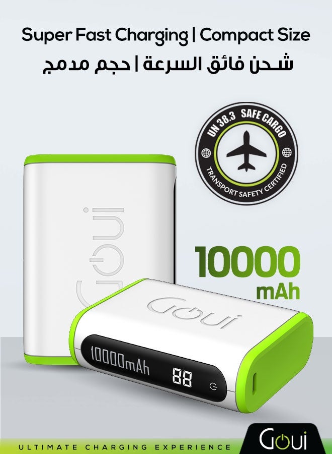 BOLT 10000mAh Power Bank | 20W PD And QC 3.0 Super Fast Charging | Compact, Airline Safe And Travel Ready | Includes Type-C Cable - White